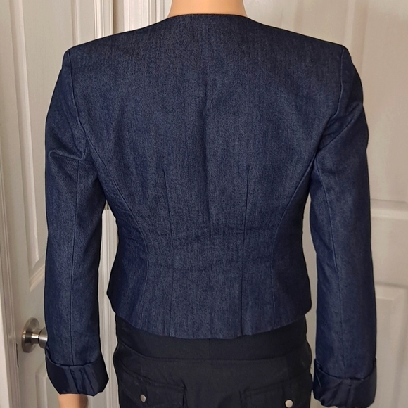 Halogen Fitted One Button Blazer with a Denim Look - Picture 4 of 7